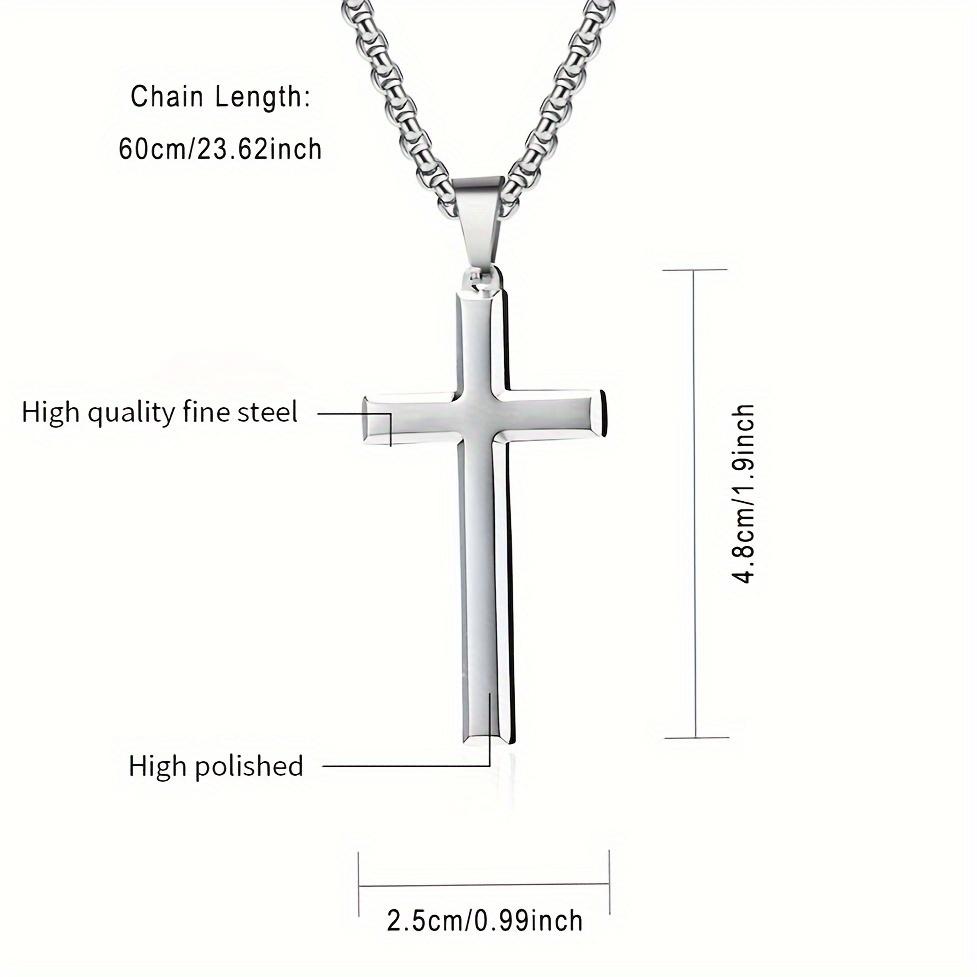 1PC Stainless Steel Minimalism Christian Prayer Necklace for Boys Girls Jesus Cross Necklace for Men Women Spiritual Jewelry