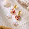Summer Beach Tropical Ceramic Fish Earrings For Women Gold Plated Metal Conch Shell Baroque Pearl Dangle Earring Party Jewelry