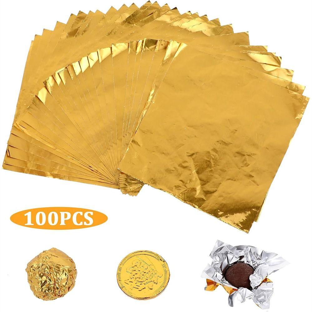 Quadratisches Aluminiumfolienpapier Gold Schokoladenverpackungen Neues Süßigkeiten-Verpackungspapier DIY-Dekorationen