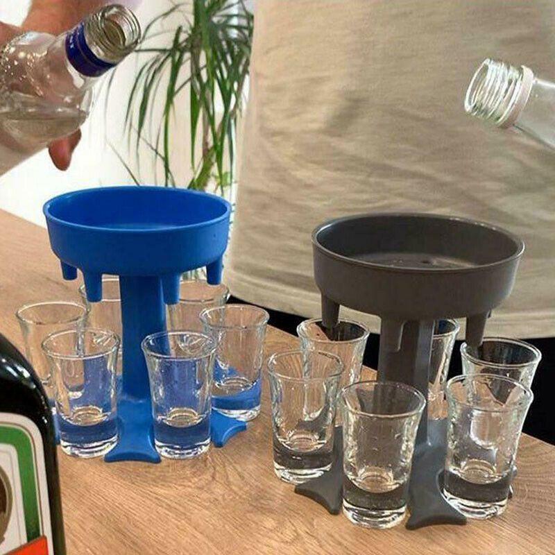 Unique 6 Shot Glass Dispenser And Carrier With Biodegradable Holder For Events