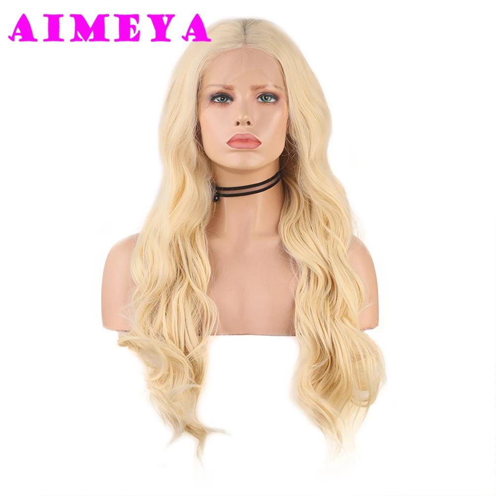 

Gloden Blonde Lace Front Wig Long Body Wave Synthetic Lace Hair 13x4 Frontal Lace Natural Hairline Daily Wear Cosplay Wigs Party (as the picture,26inches&Lace Front)