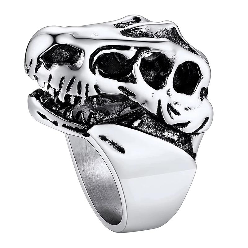 U7 Edelstahl Große Ringe für Mann Vogel Ziege Oktopus Hai Schlange Knochen Charm Größe 7-14 Rock Punk Tier Totenkopf Schmuck