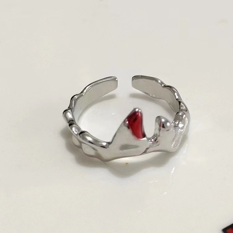 Personalisierter Modischer Unregelmäßiger Offener Flammenring Personalisierter Dunkler Stil Geometrischer Schmuck Zubehör für Damen Großhandel