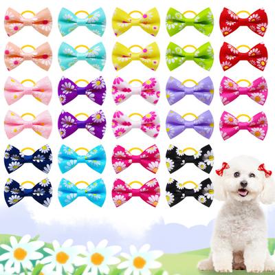 With Rubber Bands Lovely Flower Print Pastoral Style Elastic Hair Accessories Grooming Yorkie