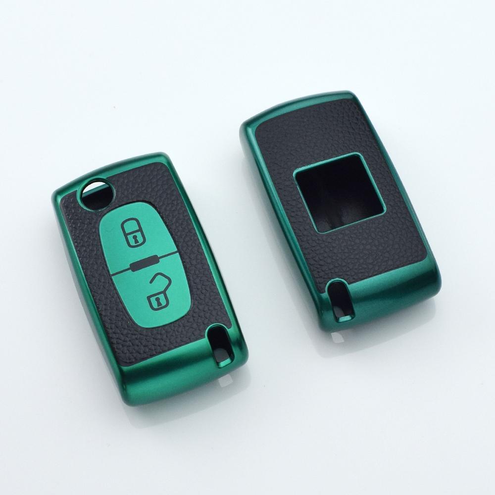 

Для Peugeot 308 207 307 3008 5008 Брелок для Citroen C2 C3 C4 C8 Ключи 2 кнопки TPU чехол для автомобильного ключа держатель оболочки аксессуары зелёный