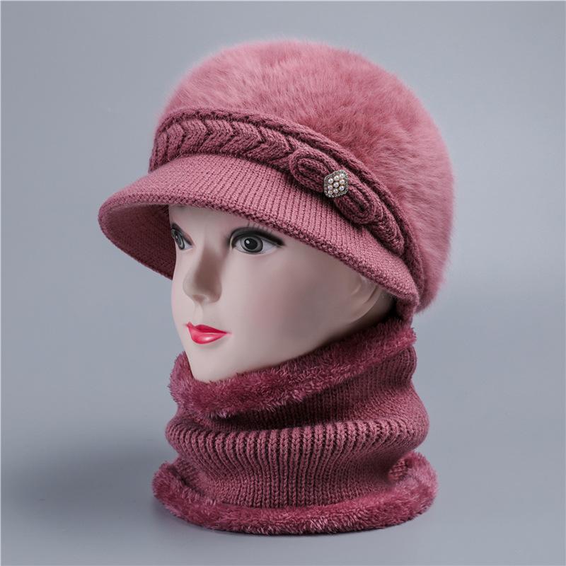 Autumn and winter female rabbit fur wool hat winter velvet warm hat