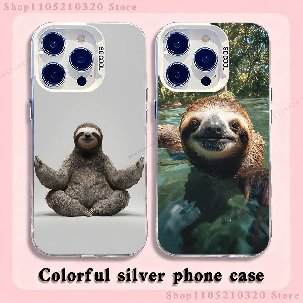 Animal Cute Sloth Phone Case For iPhone 17,16,15,14,13,12,11,Pro,XS,Max,Plus,Mini,SE4,E white Matte Shockproof Cover