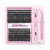 European & American Style 30D/40D Segmented Cluster Lashes 10 Rows Set - Voluminous & Curly DIY Eyelash Extension Kit with Tweezers & Glue