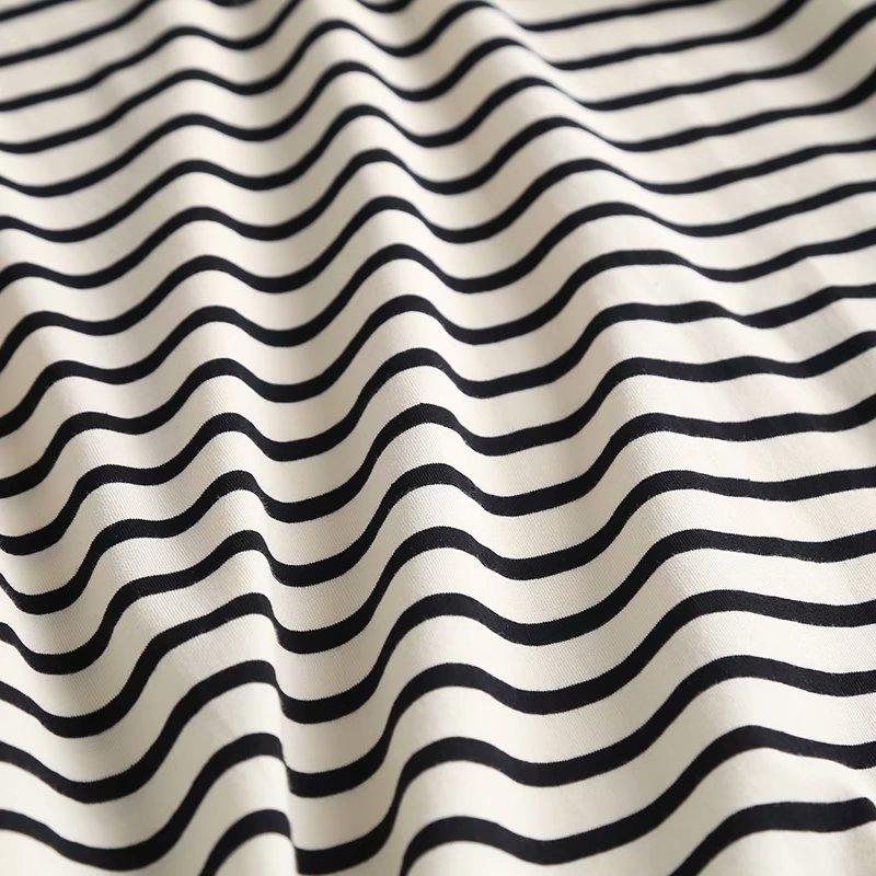 Rochie de soare pentru damă, cu mânecă scurtă, buzunar lateral midi, bumbac, cu dungi, de înaltă calitate