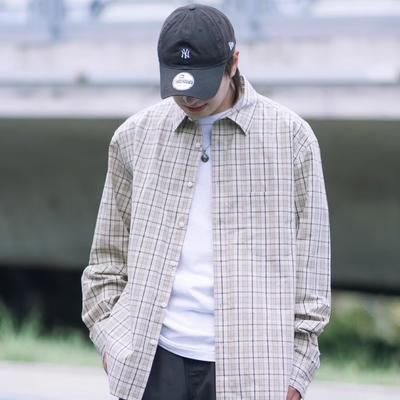 Camisa xadrez de manga comprida 2024 estilo japonês de Hong Kong Ins camisa solta meninos verão moderno versátil casaco casual