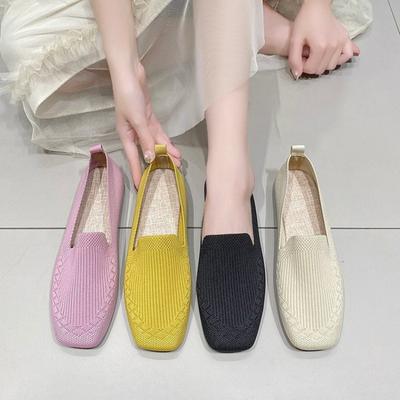 2024 Spring New Mesh Ballet Flats Women Square Toe Daily Loafers Breathable Flats Driving Shoes Sneakers Boat Shoes Woman Flats