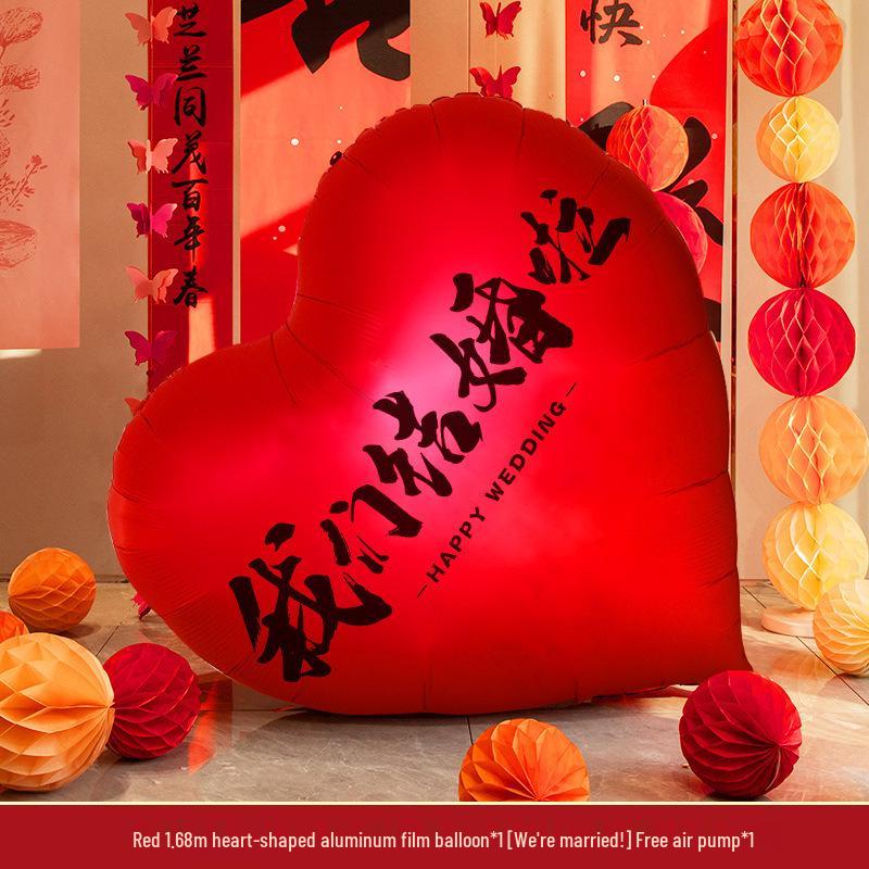 Da Li Red Wedding Balloons - Engagement & Wedding Decoration Supplies with Double Happiness Theme