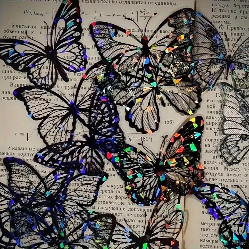 60 Stück Schmetterling Spitze Hohl Aufkleber - Retro Handkonto DIY Journal Zubehör, Scrapbooking Dekorationen, Selbstklebend, Aufkleber