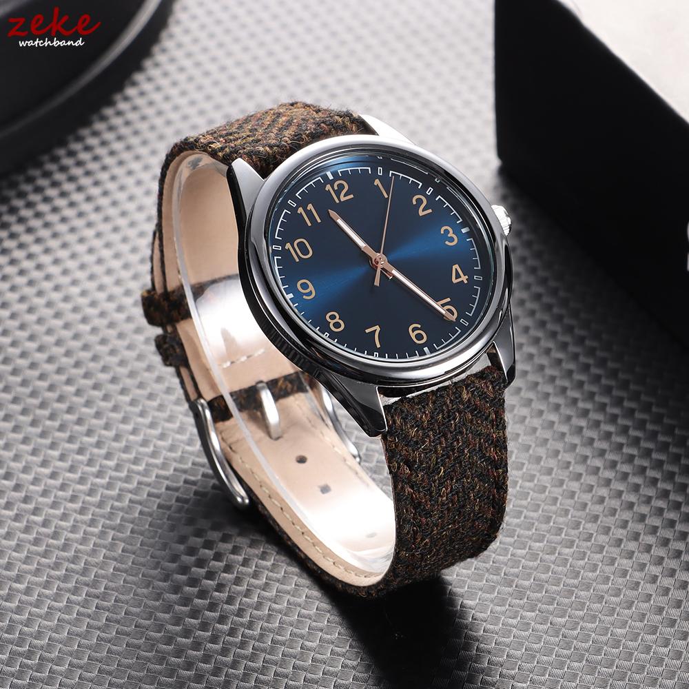 Vintage Genuine Leather Watch Band Tweed Nylon Strap 18mm 20mm 22mm Quick Release Weave Bracelet for Omega for Seiko Smartwatch