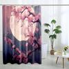 Japanese Cherry Blossom Shower Curtain Set, Asian Anime Shower Curtains for Bathroom Cool Watercolor Abstract Art