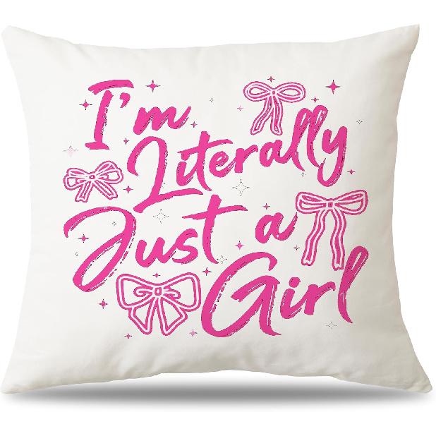 Strawberry Bow Decorative Pillowcase - 18x18 Inch Throw Pillow Covers Coverstrawberry Room Decor, Sweet Gift for Girls & Teens