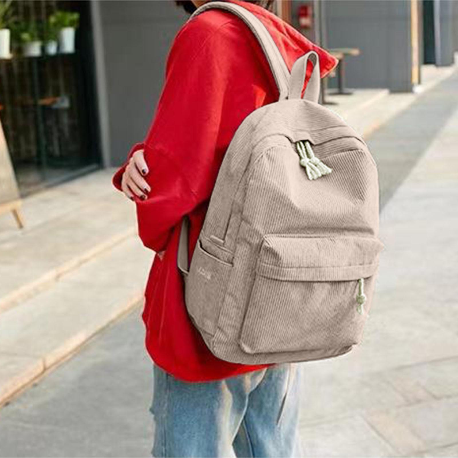 Adjustable Shoulder Strap Color Personalized College Lightweight Casual Backpack One Size бежевый