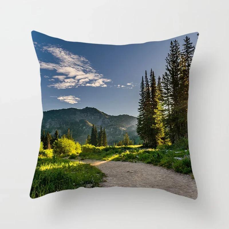 Mountains, Rivers, Forests, Landscape Pillowcases, Sofa Furnishings, Office Cushion Covers, Bedroom Room Home Decoration X
