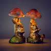 Resin Solar Mushroom Lamp Cute Animal Statue Light Desktop Decoration Rabbit Lawn Lamp  Flowerpot