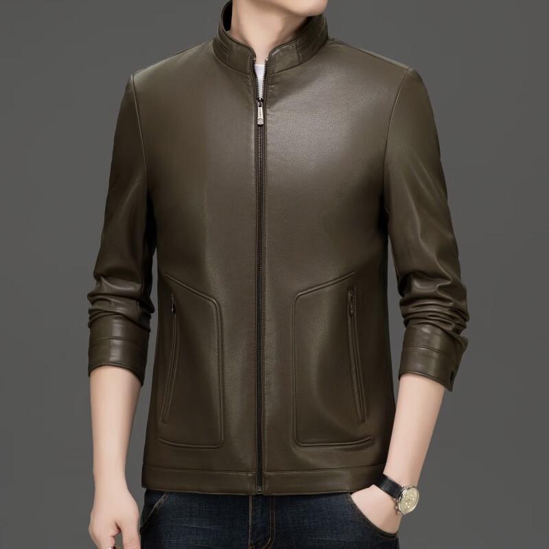 Men's Stand Collar Faux Leather Jacket