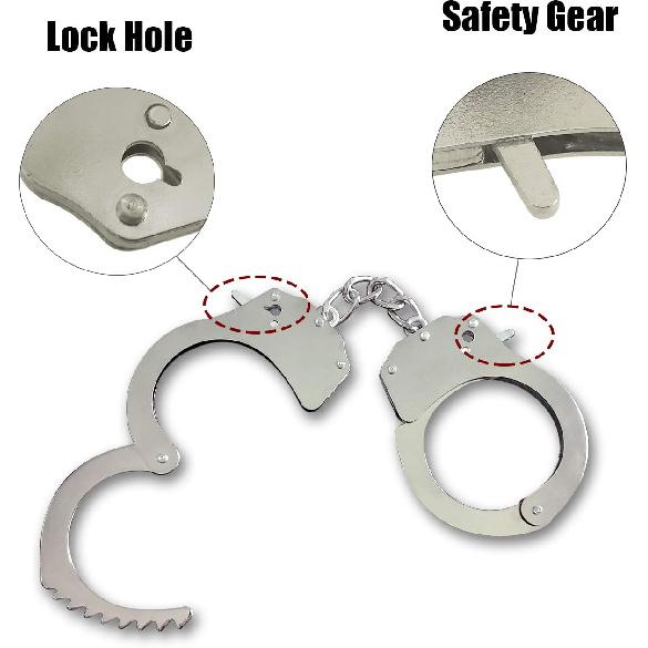 HOHAJIU Toy handcuffs with keys, metal toy handcuffs for children(Silver)