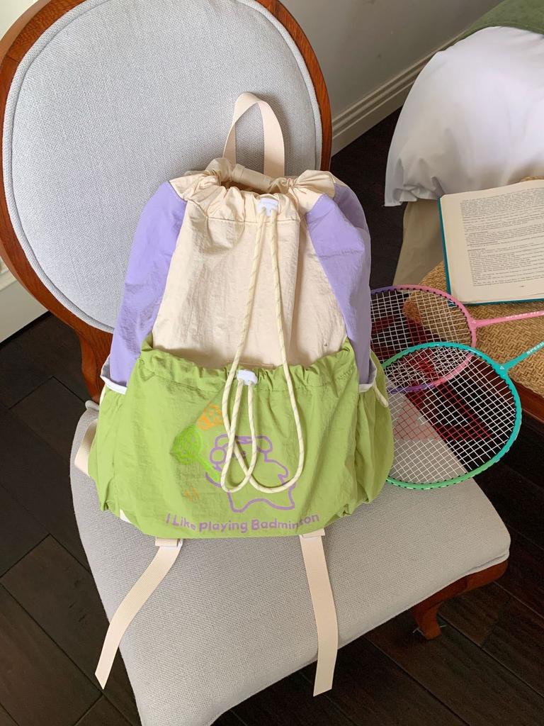 Taslon Material Girls Drawstring Backpack With Design For Daily Commuting And Casual Use