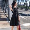 Autumn New Temperament Slim and Thin Ruffle Edge Bottom a Word Dress Design Hepburn Little Black Dress