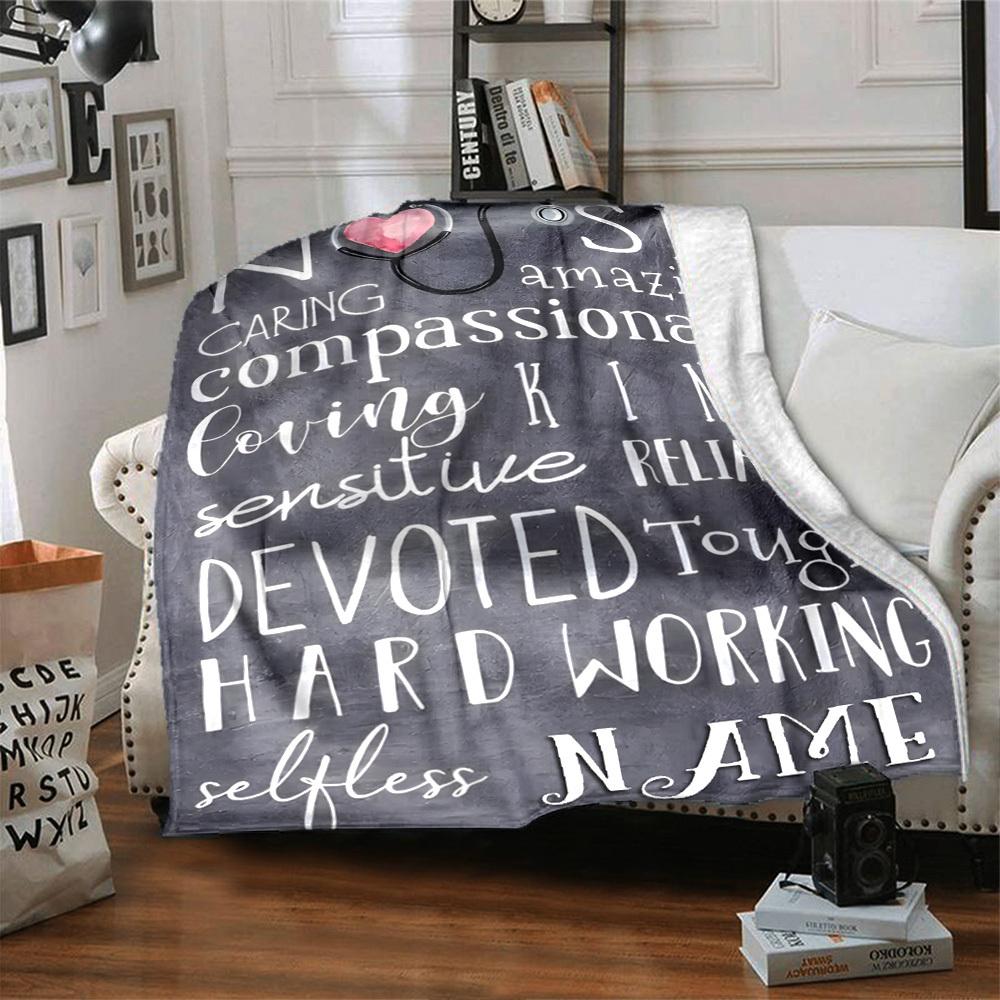 Nurse Traits And Qualities Multipurpose Personalized Blanket Personalized Text Ultrasoft Versatile For Sofa Couch Office Bed Picnics For All Occasions