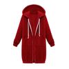 Plus Size Solid Color Casual Thicken Hooded Women Zip Up Long Sweater Coat
