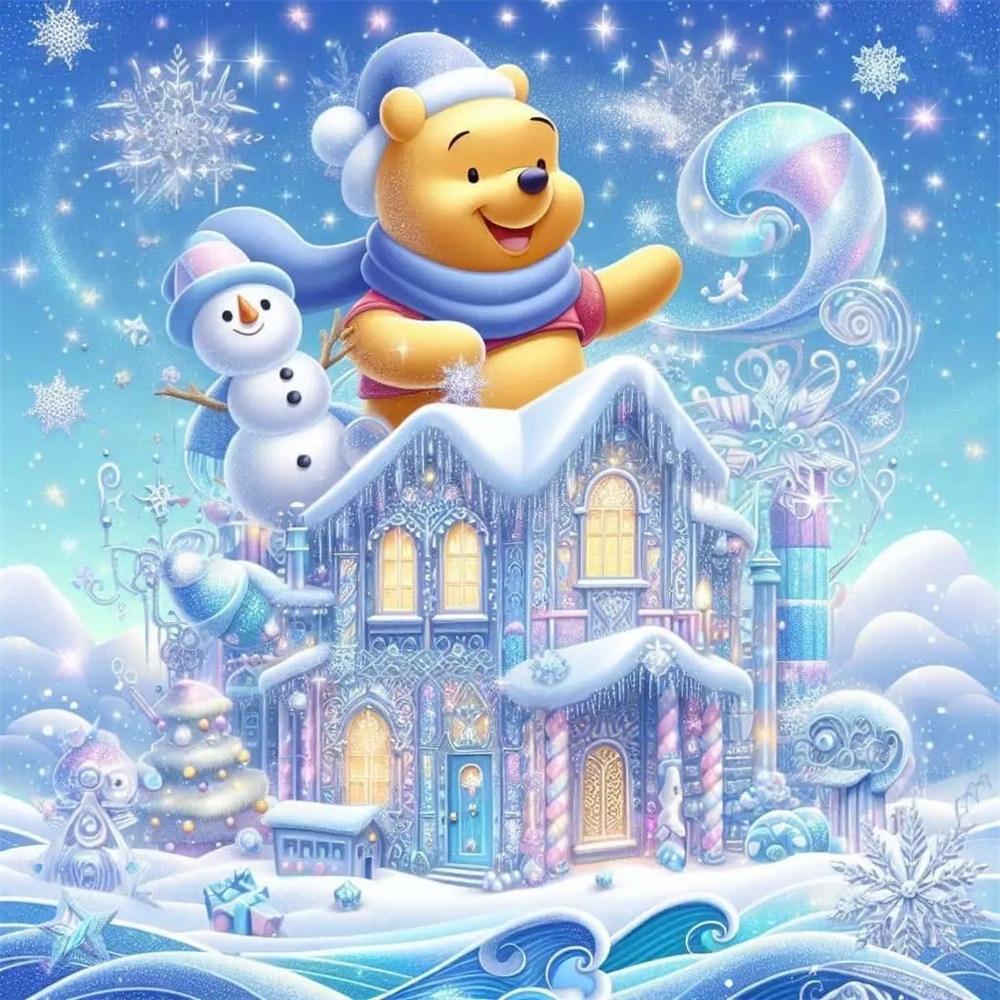 Disney 5D Diamond Painting Winnie The Pooh Christmas Cross Stitch Mosaic Kit Home Decoration Wall Sticker DIY Handmade Gift