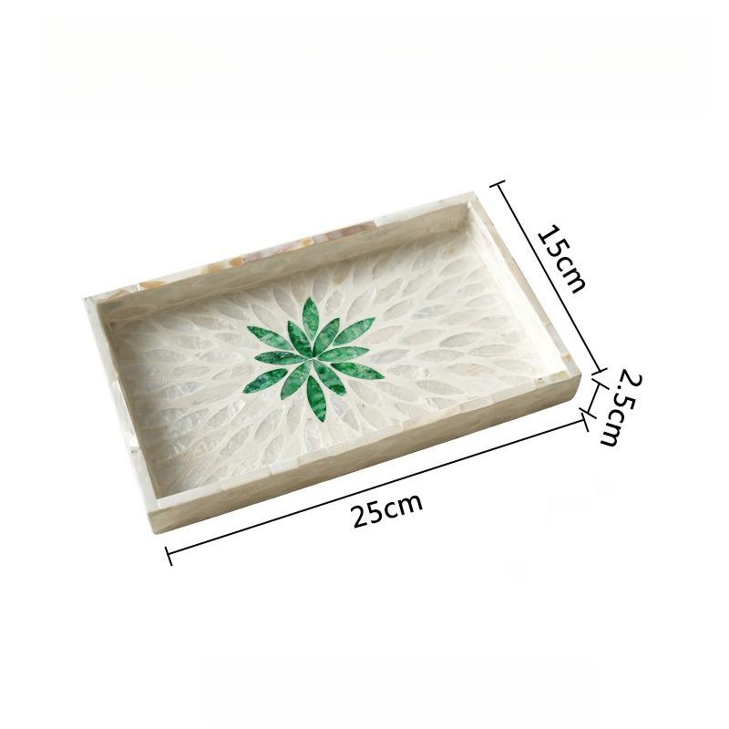 

Natural Seashell Decorative Trays Retro Living Room Square Storage Tray Kitchen Simple Fruit Plates Home Organize Accessories