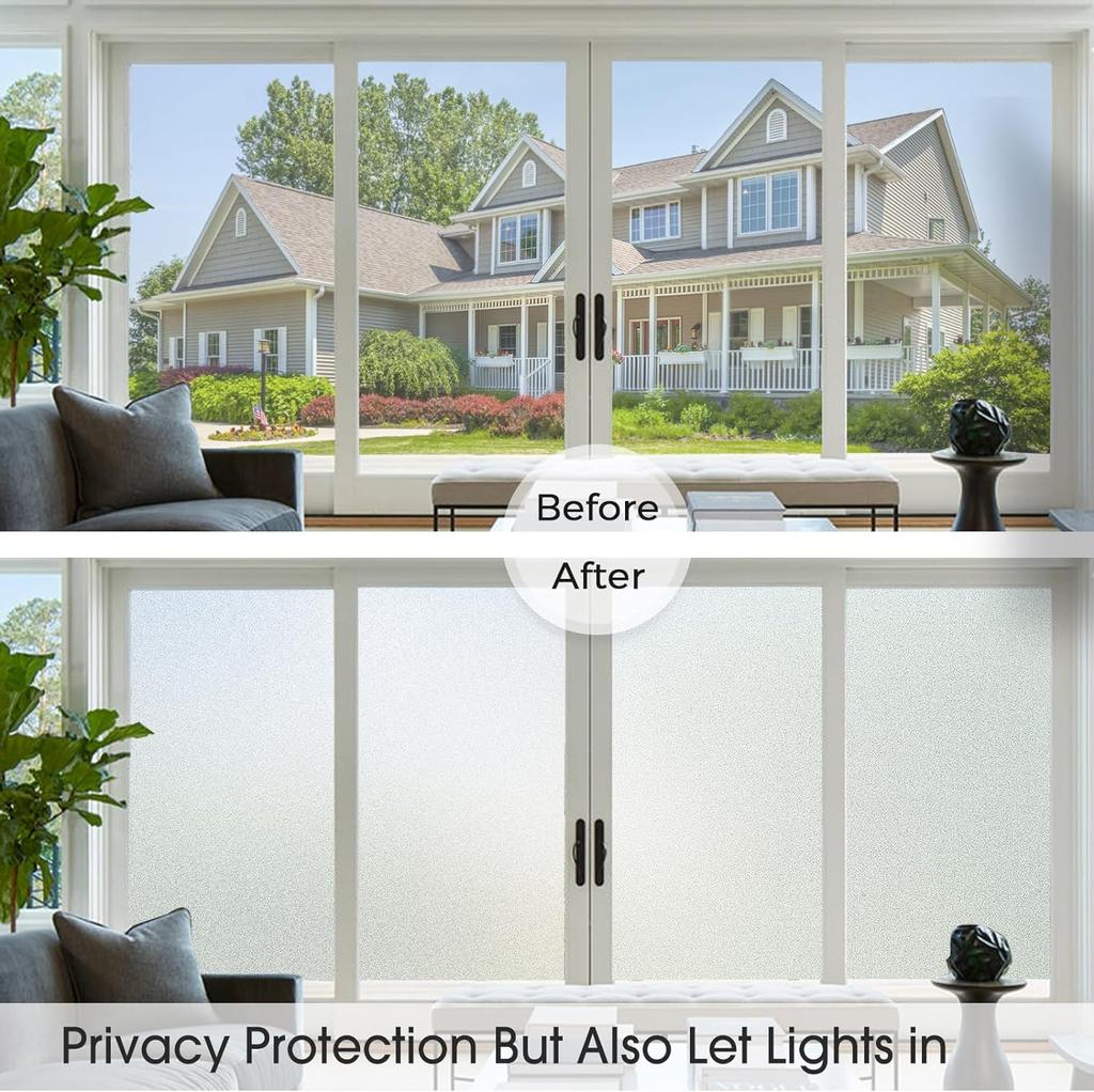 Fensterfolie, Milchglas-Sichtschutzfolie für Fenster, ohne Kleber, Sichtschutzfolie für Badezimmerfenster, statisch haftend, nicht klebend, Sonnenschutz, Hitzeschutz