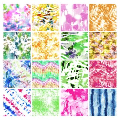 16 Pc Fat Quarter Bundle,  Tie Dye  Print 18"x 22"  DIY Patchwork-  100   Cotton  Pre-Cut Quilting Fabric