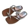 Soft Leather Version~ French Thick Heel with Two Roman Sandals for Women, Beautiful Fashion and Leisure, High-end Cool Slippers