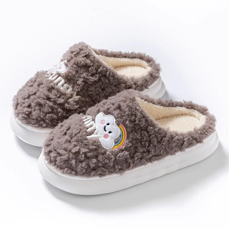 Cotton Slippers Winter Couple Non-slip Soft-soled Fluffy Slippers Thermal Shoes Indoor Home Slippers