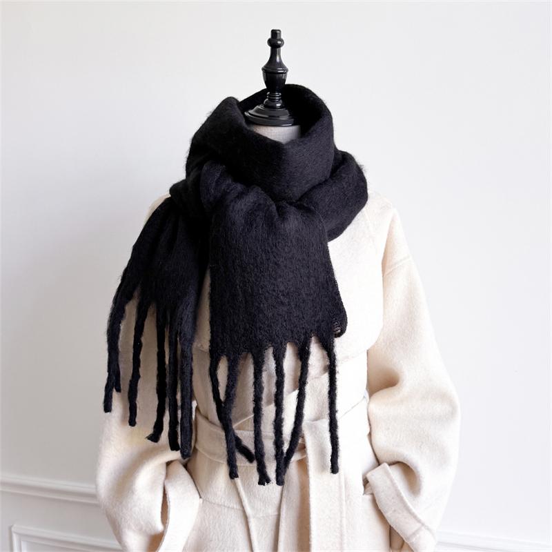 Winter Women Scarves Long Warm Imitaion Cashmere Hijab Solid Lady Shawl Wrap Female Pashmina Bandana Head Scarf