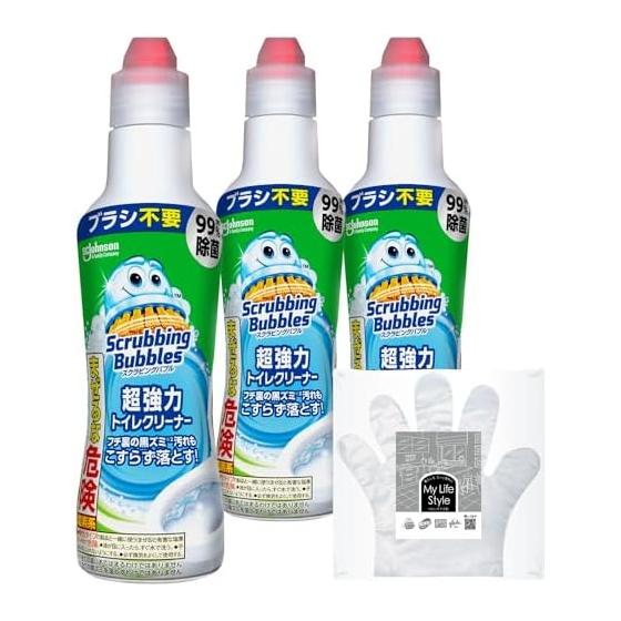 Scrubbing Bubbles Super Powerful Toilet Cleaner 400g x 3 Bottles Includes Gloves Cleaning Detergent Blackhead Disinfecting Cleaning Stain Remover
