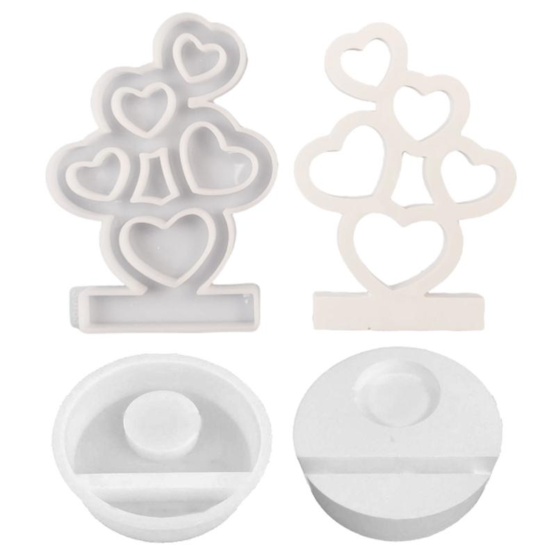 Heart Candlestick Molds Love Heart Candle Holder Molds with Base for DIY Craft Tealight Candle Holder Room Decorations