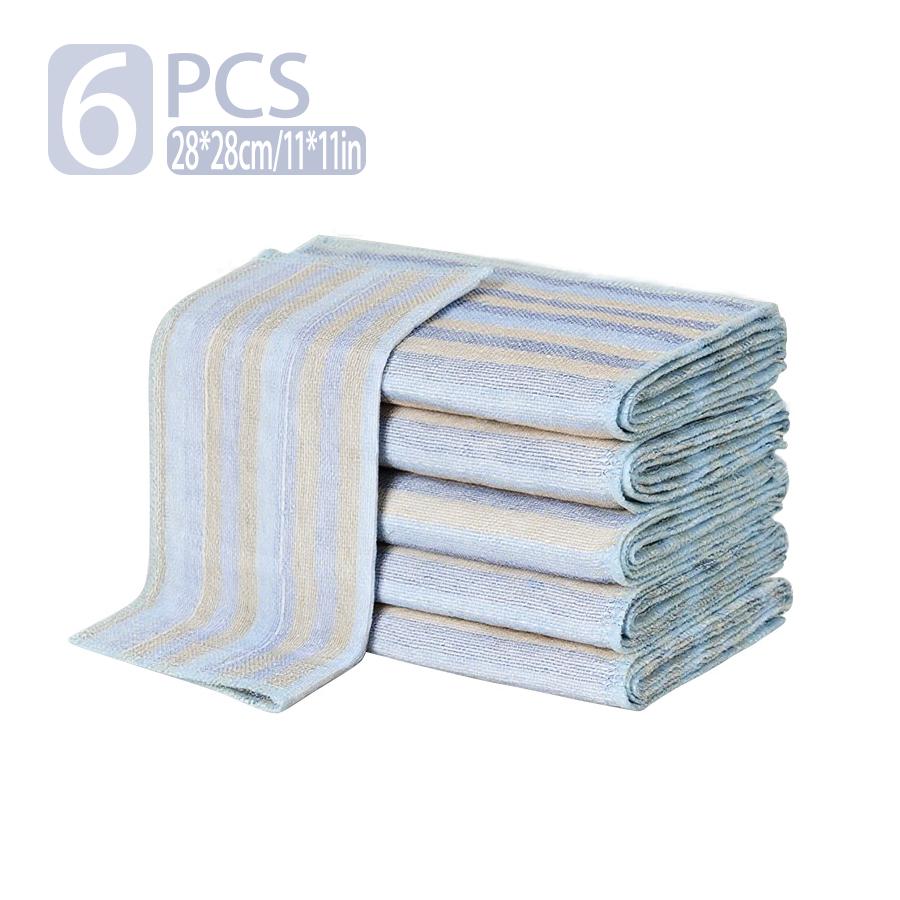 

Household striped dishcloth, oil-resistant and easy to clean, highly absorbent and removes grease, 28cm square towel, 6-piece economical pack. 6pcs синій