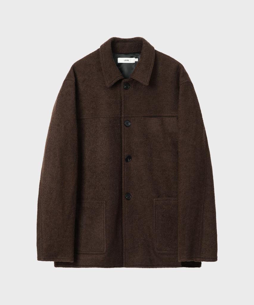 Leire Wool Blend Boucle Half Coat [Brown]