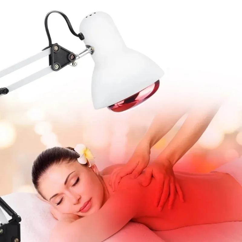 E27 Base 150W Infrared Therapy Light - 360° Clamp | Beauty & Health Home Muscle Relief Spa Lamp (White)