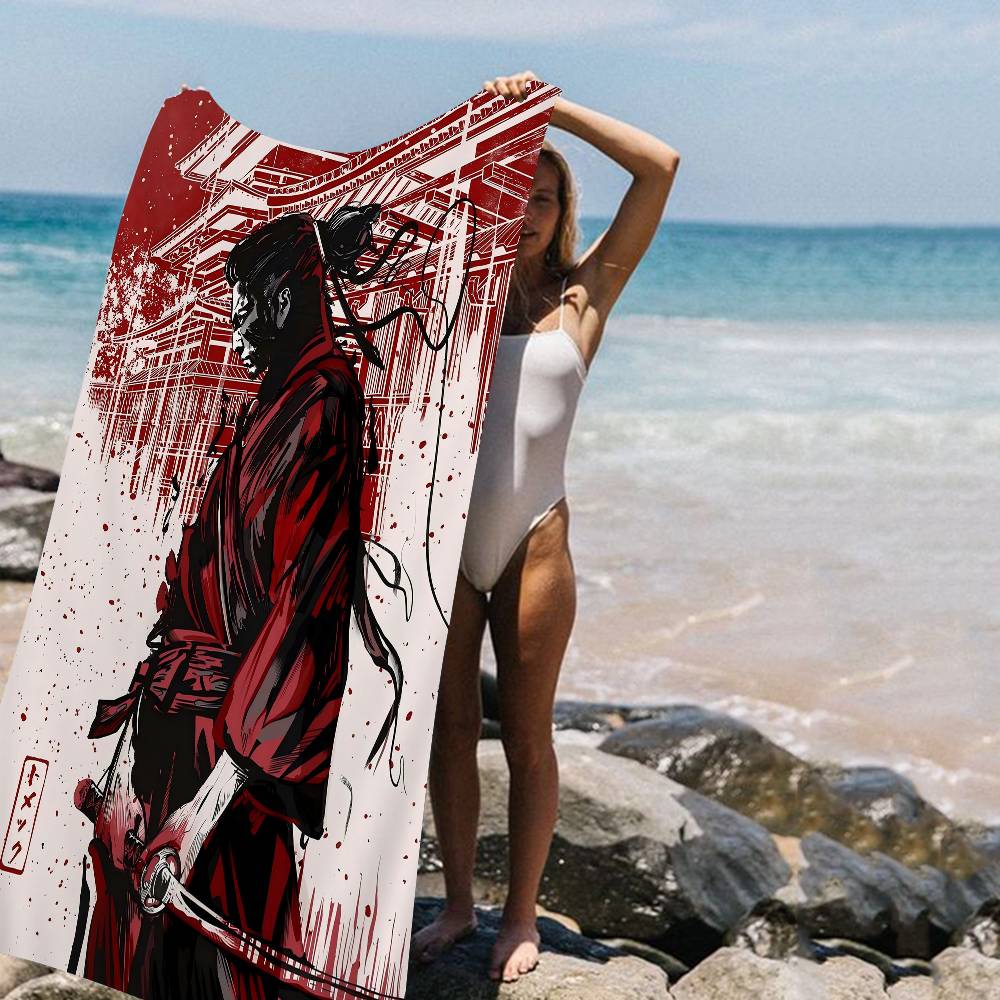 Anime Japan Retro Samurai Microfiber Printed Beach Towel Mountain Climbing Yoga Beach Swimming Running Absorbent Soft Towel