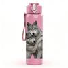 1PC Two Grey Wolves Hugging Animal Print 750ml Color Plastic Sports Water Bottle Leakproof Flip Straw Lid Suitable for Sports Office Home Use