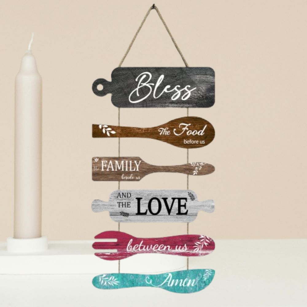 Bless The Food Before Us Wall Art Wooden Hanging Sign Large Wall Hanging Tag  Dining Room Bedroom