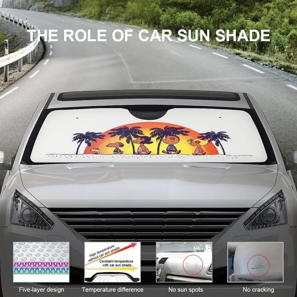 Snoopy Car Suction Cup UV Perfect for Car Cute and 130x70cm Sunshade, Insulating, Sunshade, Protection, Camping, Stylish, (Hawaii)