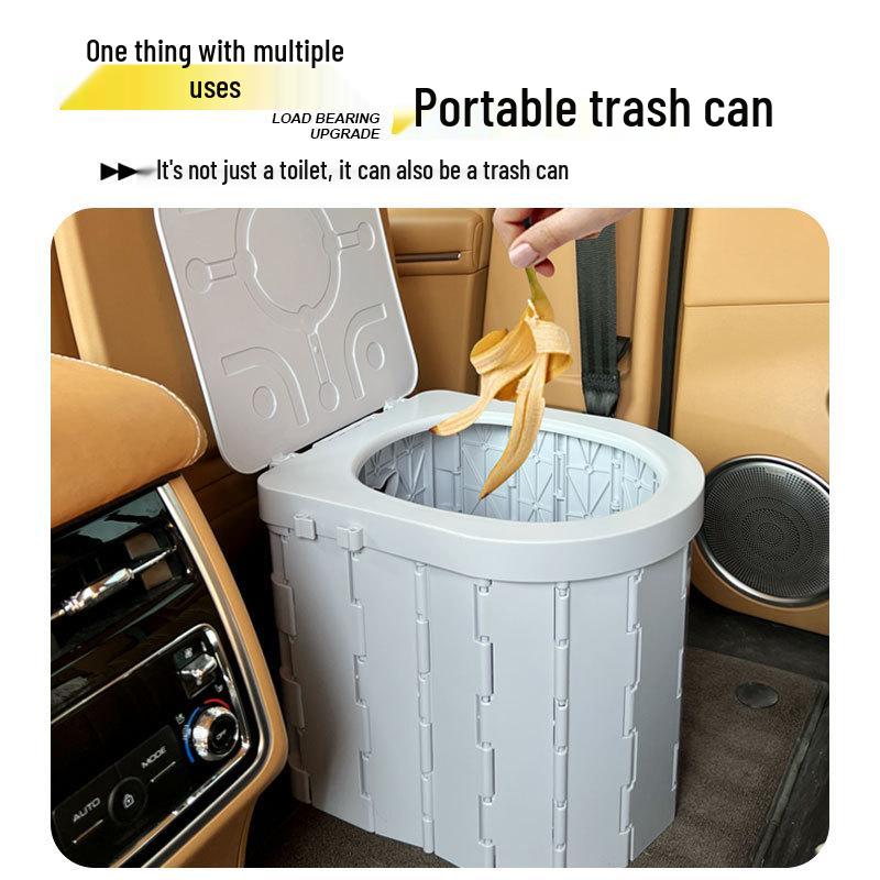 Portable Folding Toilet with Lid for Travel and Outdoor Use
