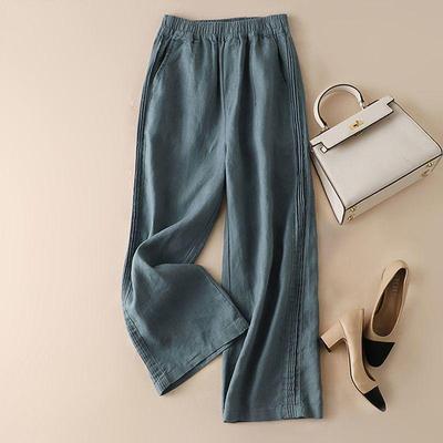 Women's Spring Summer Trousers with High Waist and Wide Legs Korean Style Light Casual Cut
