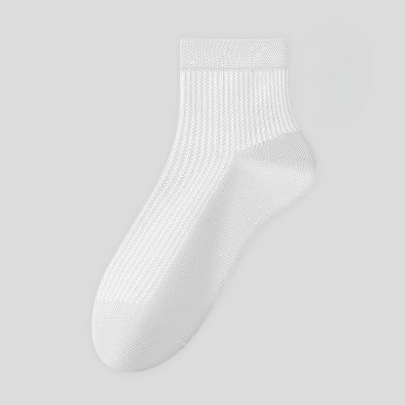 Women's Spring and Summer Thin Breathable Pure Cotton Anti-odor Summer Thin Girls Boneless Mesh Short Socks Mid-calf Socks