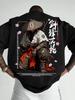 Unisexs Summer Casual Sports Tshirt Japanese Ink Warrior Pattern Printed Short Sleeve Fashion Top