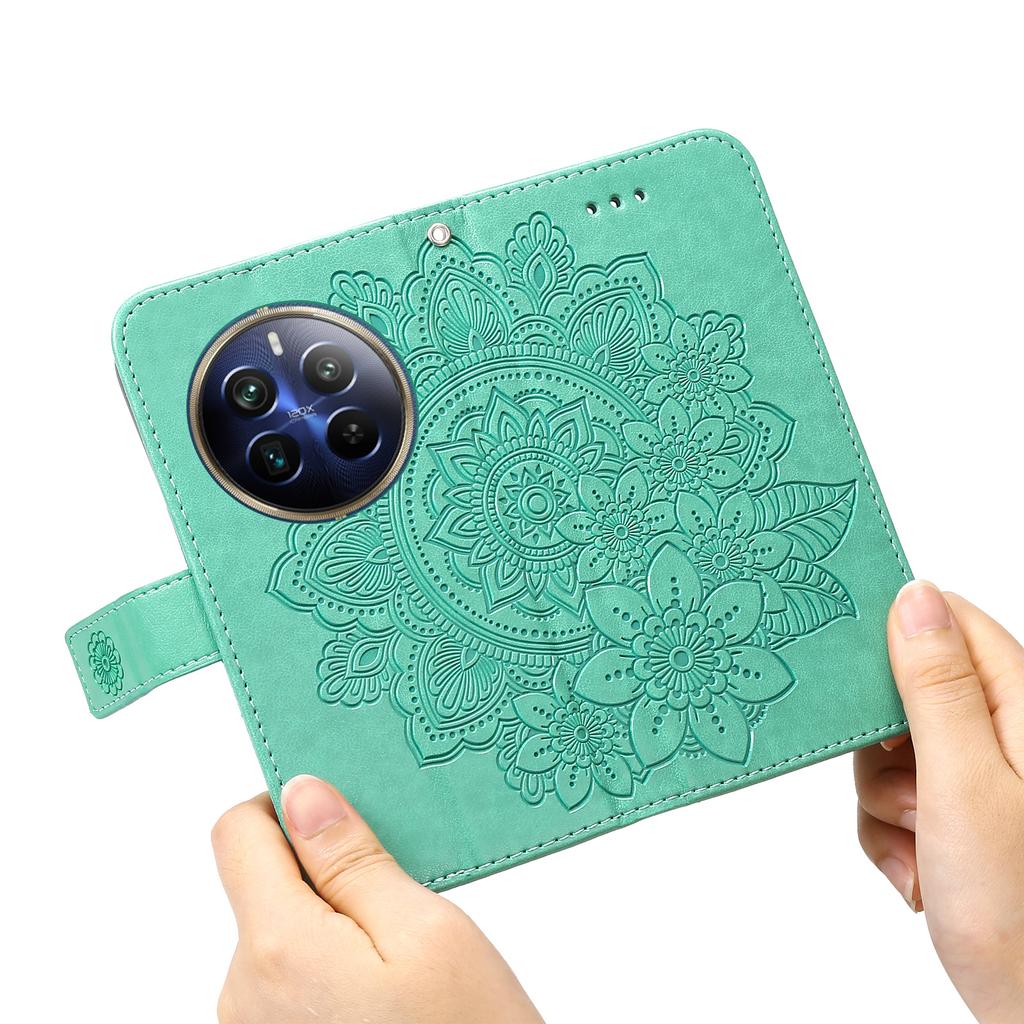 For Realme 12 Pro 5G/12 Pro+ 5G Case Floral Pattern PU Leather Wallet Stand Phone Cover